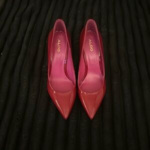 Red patent leather heels